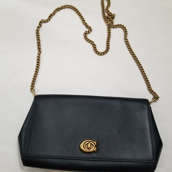 Coach Crossbody/Shoulder bag in black with gold removable chain - Picture 3 of 14